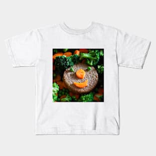 Smiling Veggie Burger Kids T-Shirt